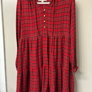 Loft Red Plaid Dress